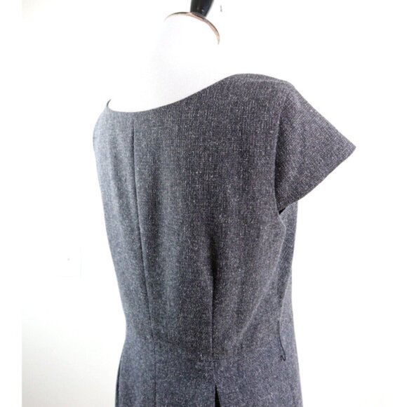 Oscar de la Renta Size 10 Bow Tweed Sheath Dress Cap Sleeve Gray - Picture 5 of 11